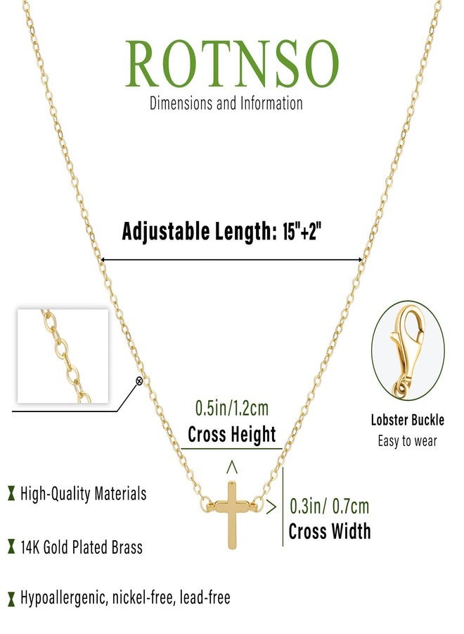 Rotnso Cross Necklace for Women 14K Gold Plated Small Cross Pendant Choker Minimalist Necklace Dainty Simple Trendy Cute Layered Cross Chain Faith Jewelry Gift - Image 5